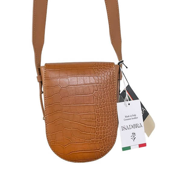 ISADORA Cuoio Made In Italy Leather Croc Crossbody - Picture 3 of 8
